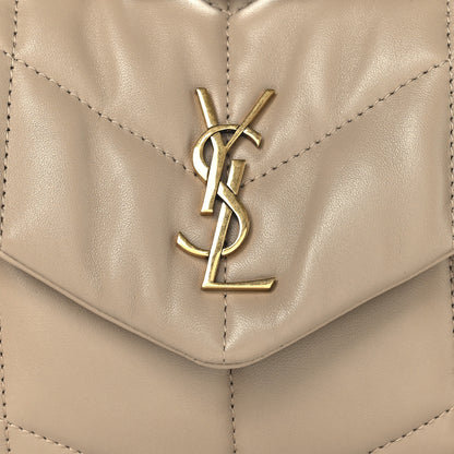 Saint Laurent Lambskin Quilted Toy Loulou Puffer Monogram Chain Satchel Dark Beige 8 of 10