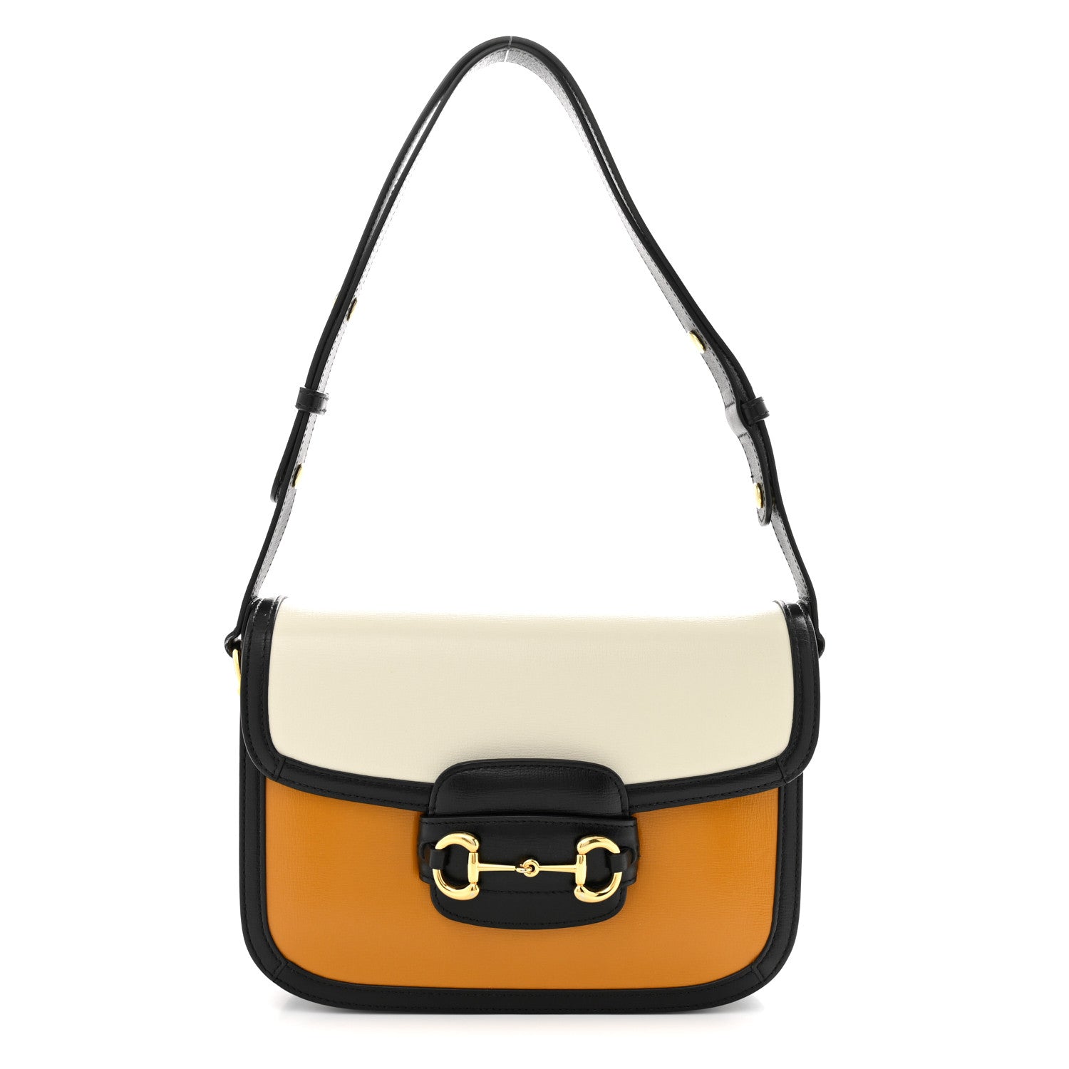 Gucci Azalea Calfskin Tri-Color Horsebit 1955 Shoulder Bag Mystic White Sun Oil Black 1 of 11