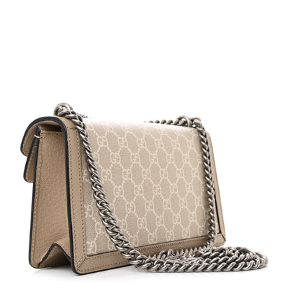 Gucci GG Supreme Monogram Textured Dollar Calfskin Small Rectangular Dionysus Shoulder Bag Beige Mystic White Oatmeal 3 of 11
