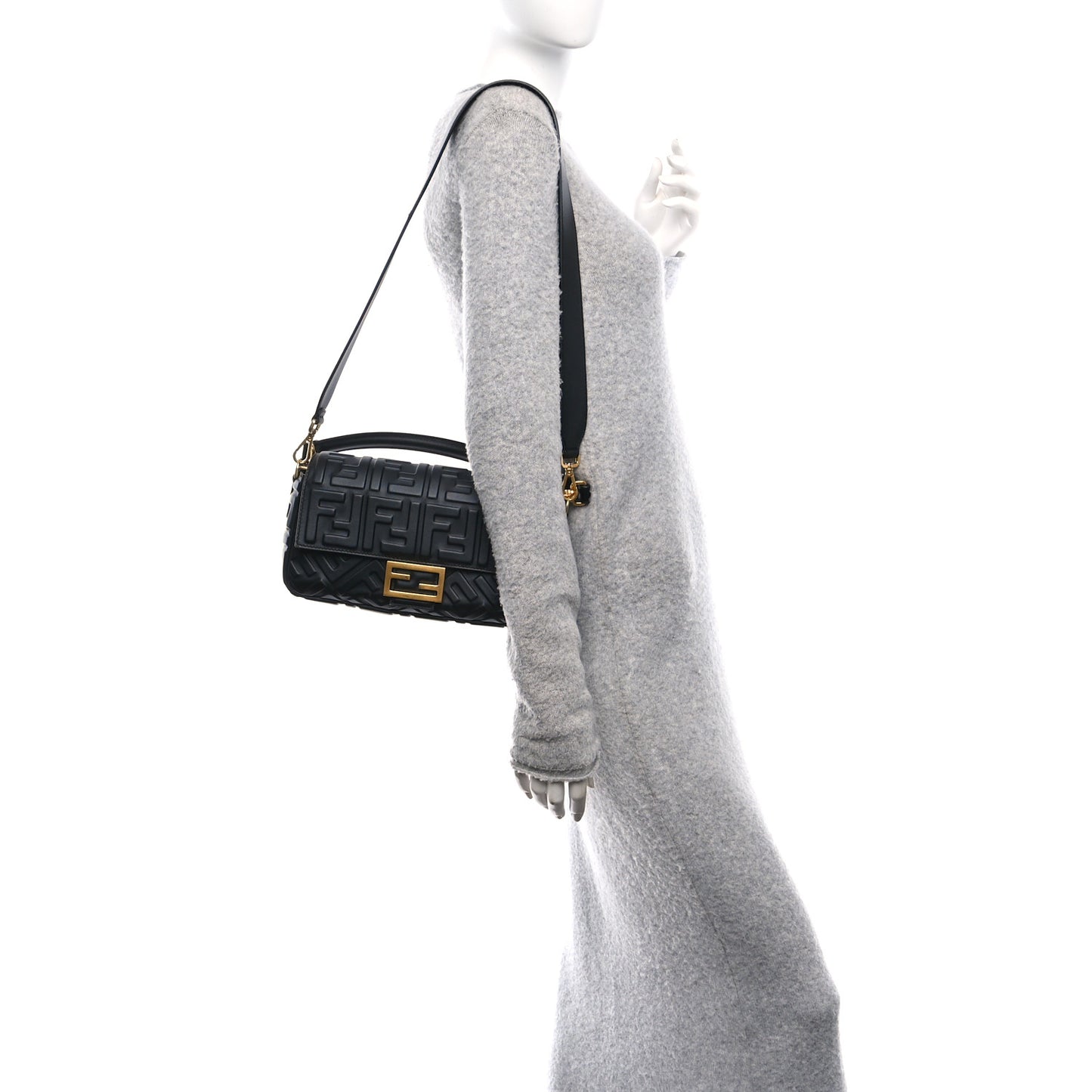 Nappa FF 1974 Embossed Baguette Black