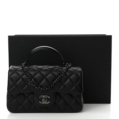 Chanel Lambskin Quilted Mini Top Handle Rectangular Flap So Black 11 of 11