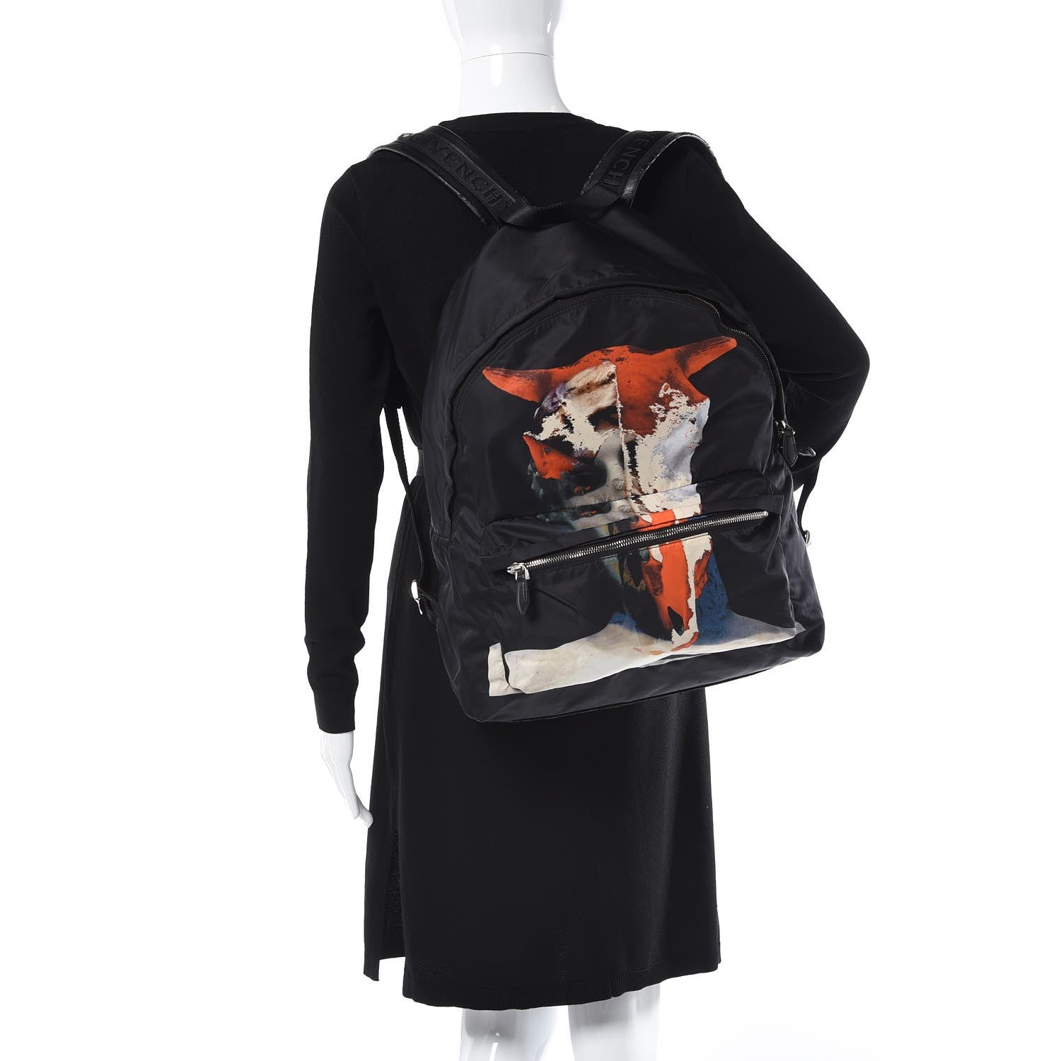 Givenchy Nylon Calfskin Bull Skull Backpack Black 2 of 14