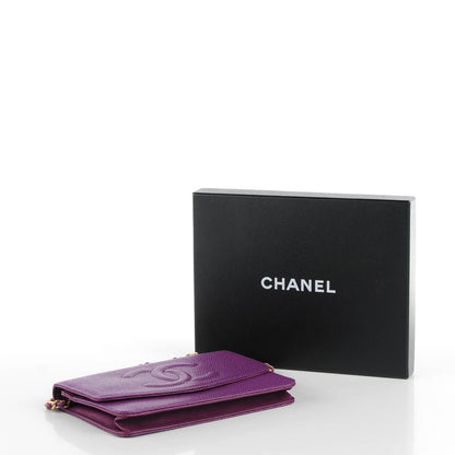 Chanel Caviar Timeless CC Wallet On Chain WOC Purple 5 of 9