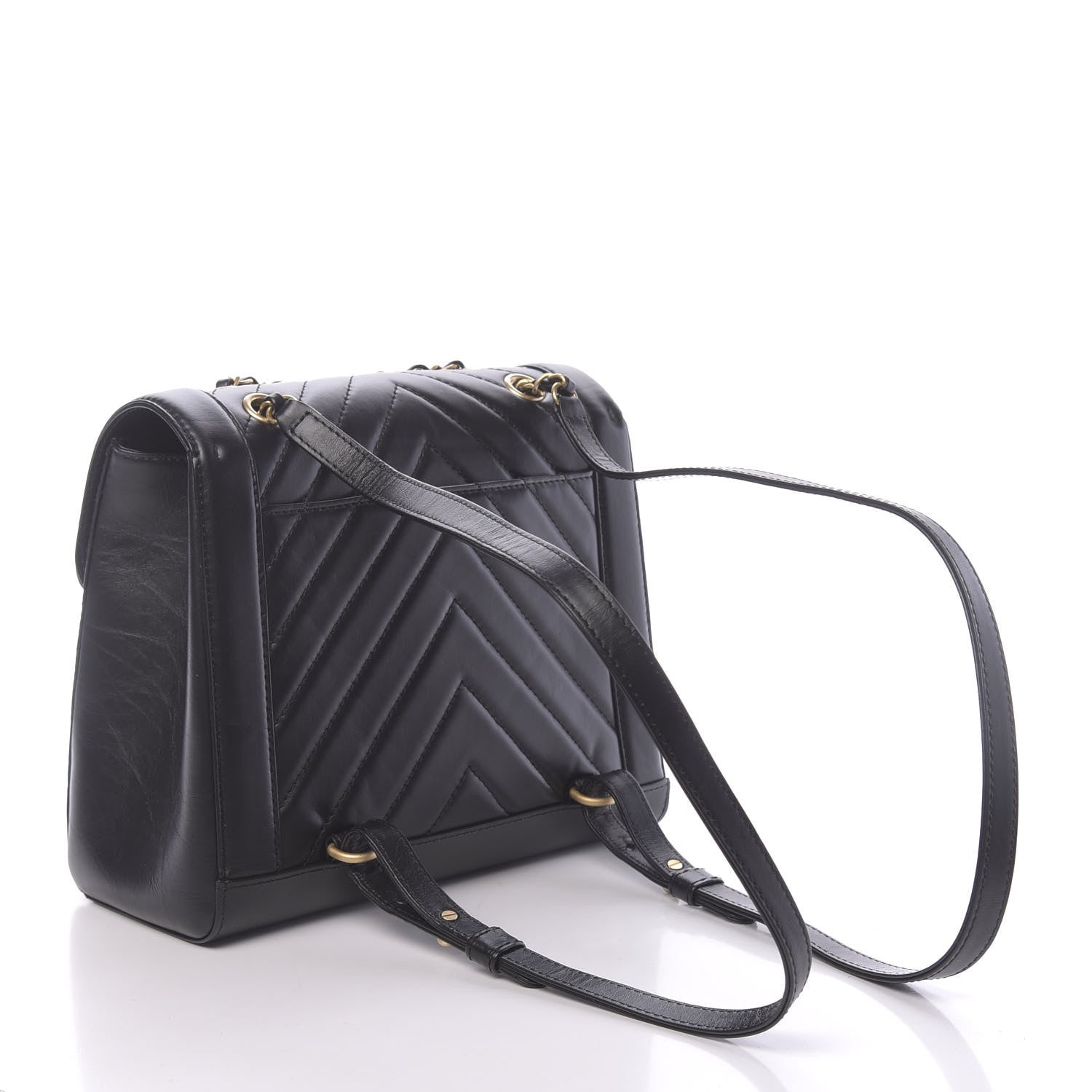 Chanel Aged Calfskin Chevron Quilted Backpack Black 2 of 9