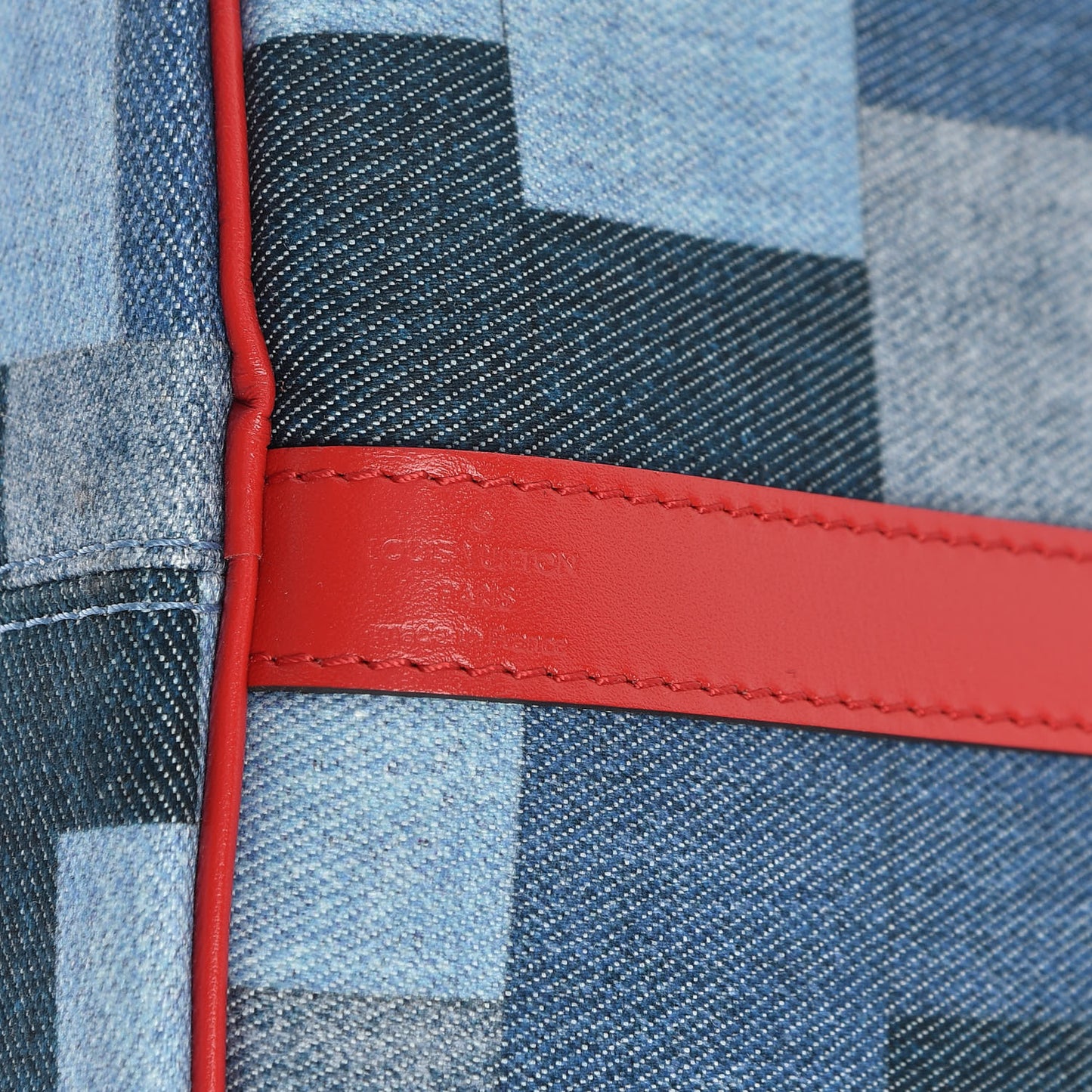 Denim Damier Monogram Patchwork Speedy Bandouliere 30 Blue Rouge