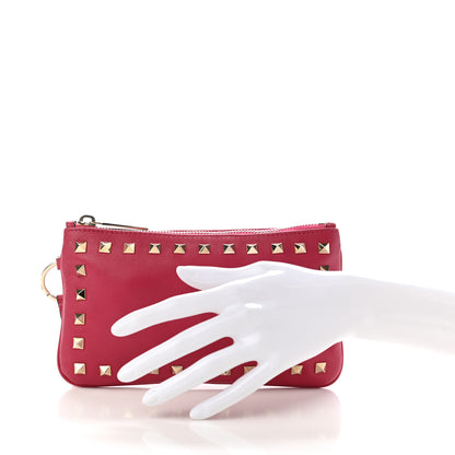 Valentino Garavani Vitello Rockstud Zip Wristlet Pouch Cyclamin 2 of 15