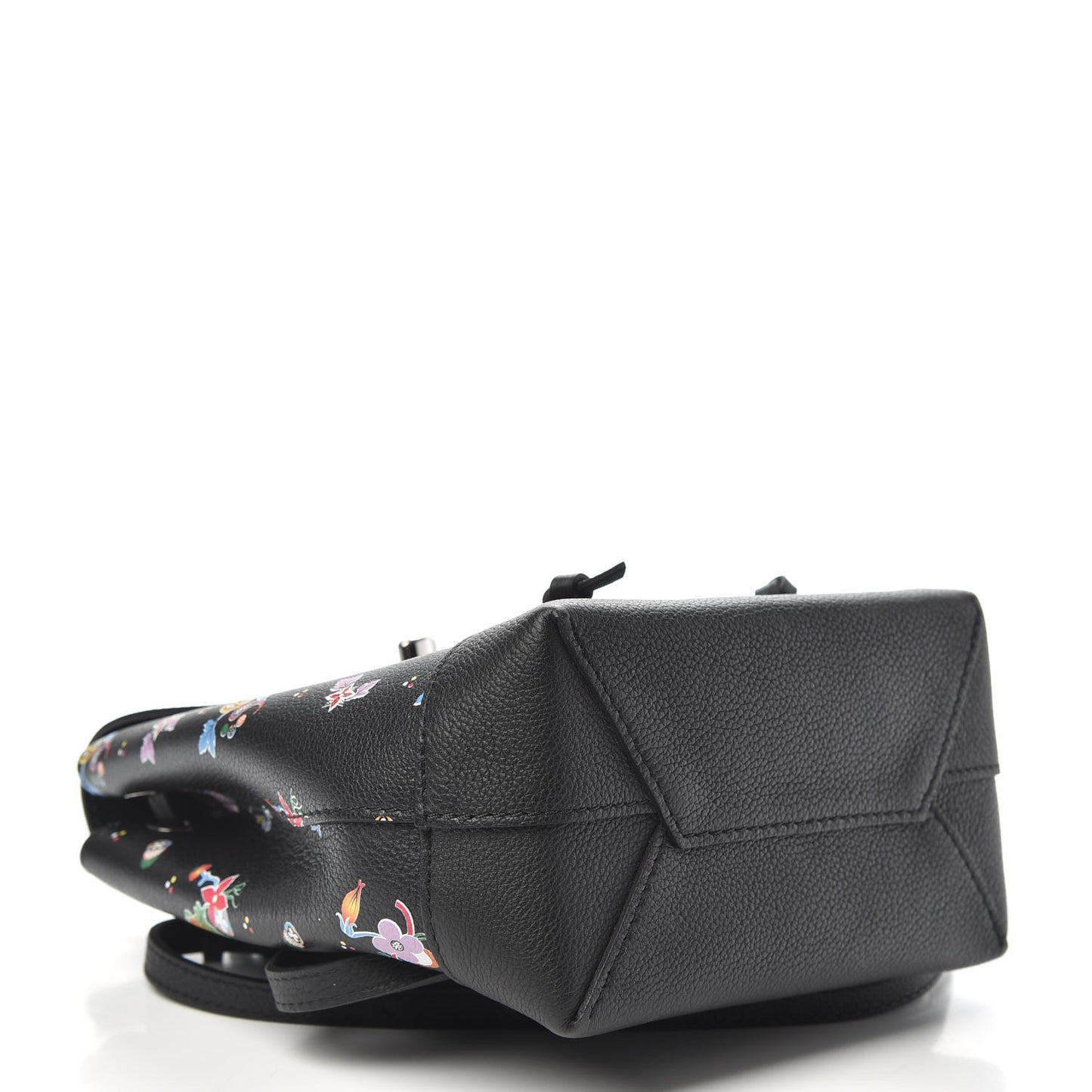 Calfskin Flower Lockme Mini Backpack Black Multicolor