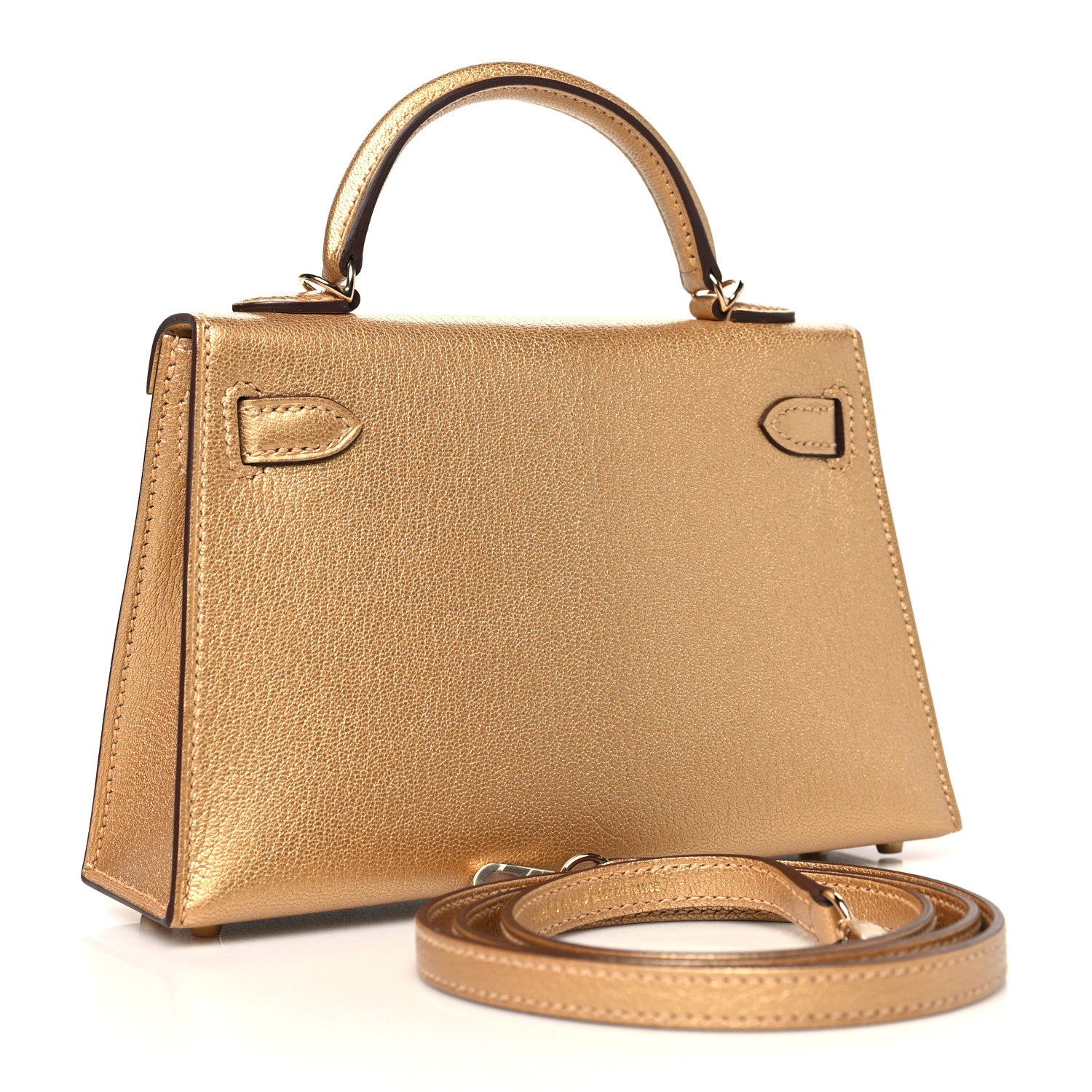 エルメス HERMES 両面セリエ ゴールド 型 Hermes Metallic Chevre Chamkilight Mini Kelly Sellier 20 Dore
