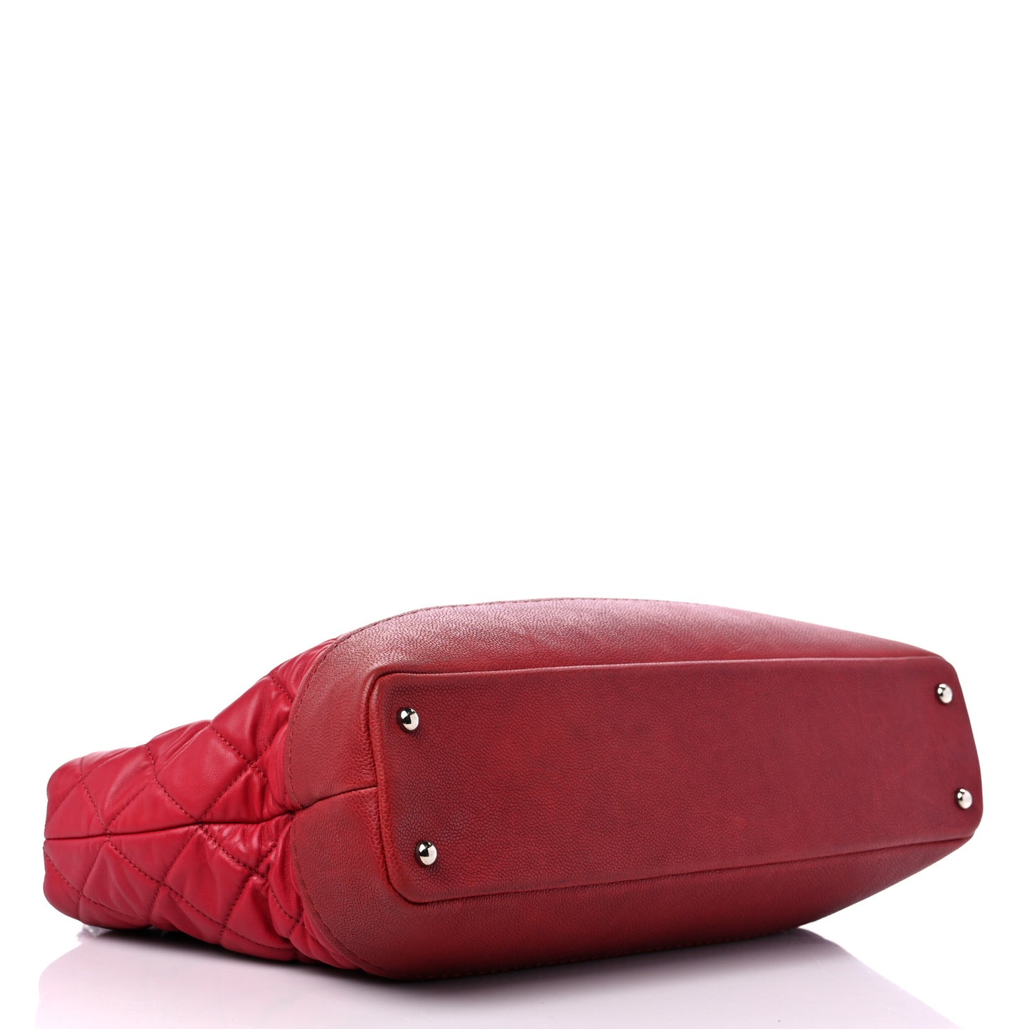 Calfskin Caviar Quilted Large Shopping Tote Red