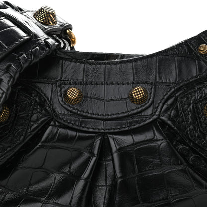 Balenciaga Extra Supple Calfskin Crocodile Embossed Le Cagole Shoulder Bag XS Black 8 of 11