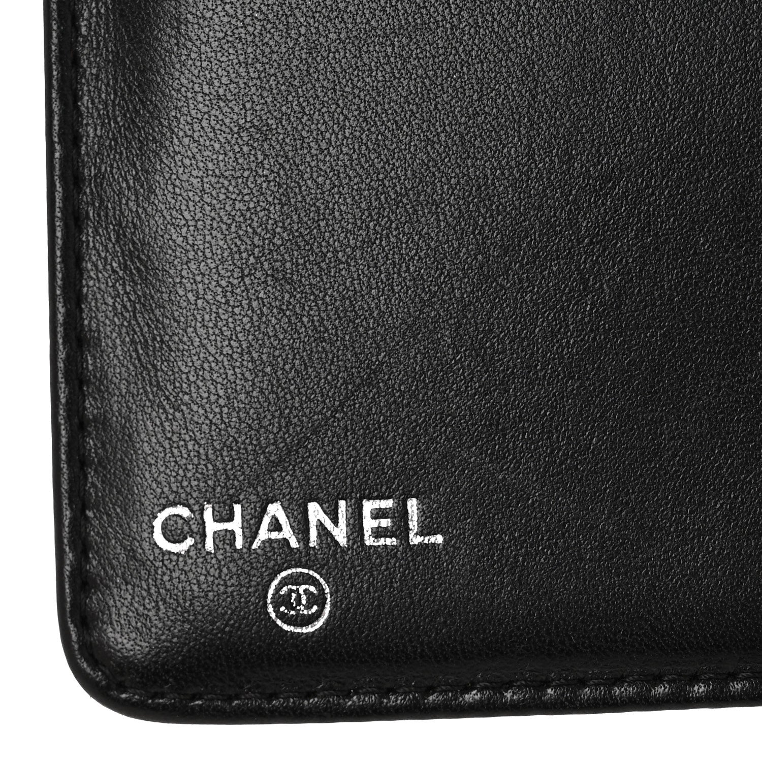 Chanel Lambskin Camellia Embossed Yen Wallet Black 6 of 13