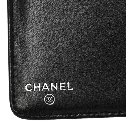Chanel Lambskin Camellia Embossed Yen Wallet Black 6 of 13