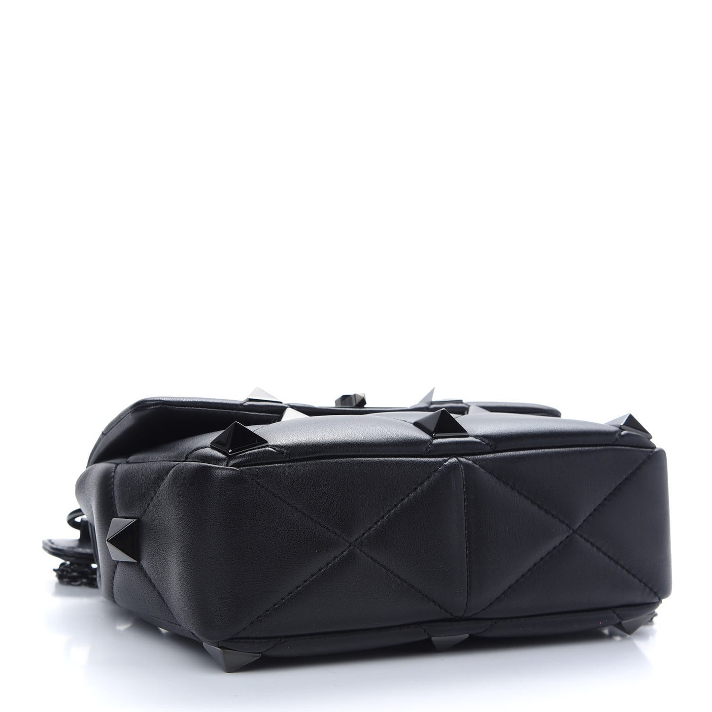 Nappa Monochrome Medium Roman Stud Shoulder Bag Black