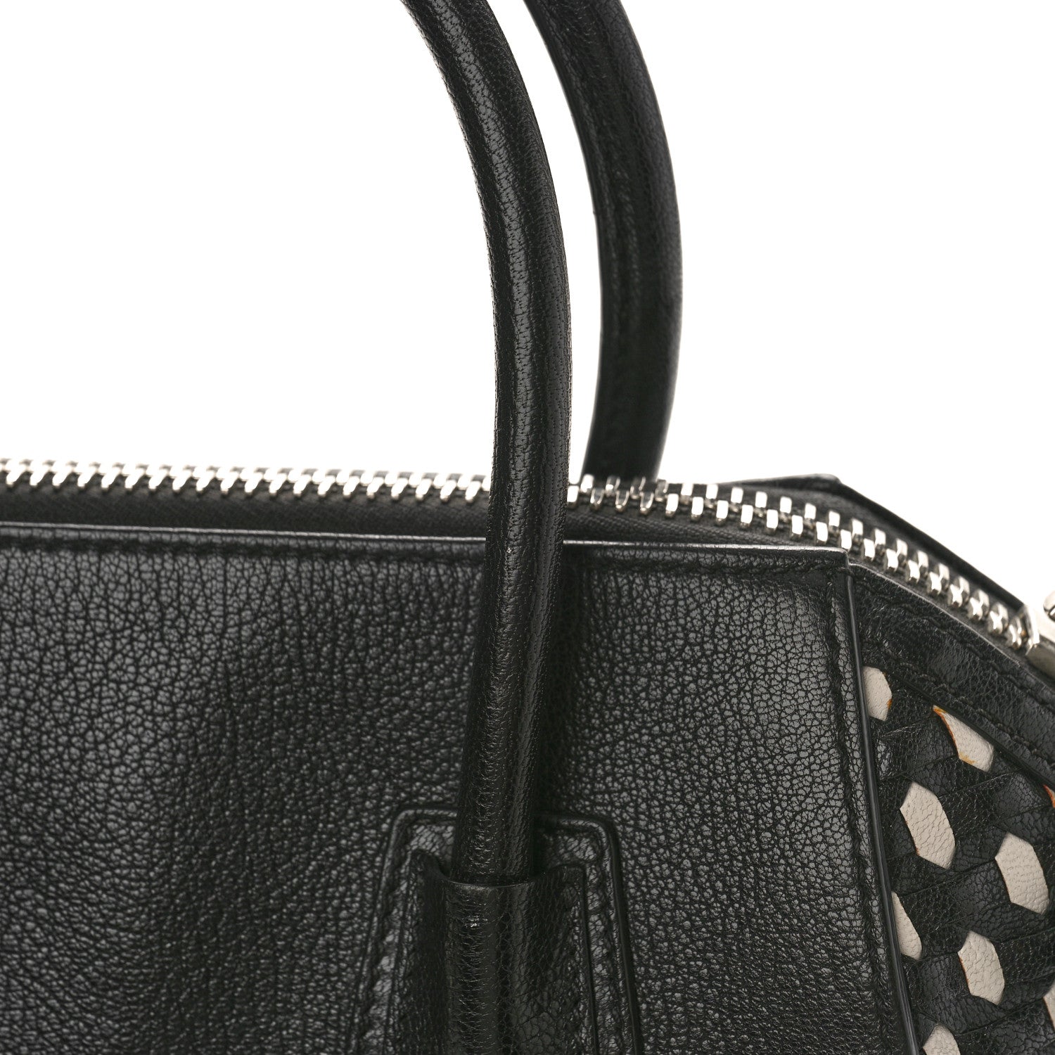 Givenchy Sugar Goatskin Woven Small Antigona Black White 12 of 14