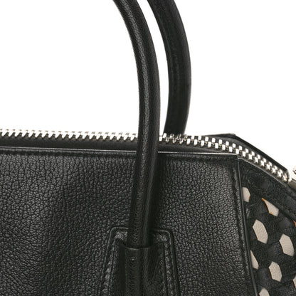 Givenchy Sugar Goatskin Woven Small Antigona Black White 12 of 14