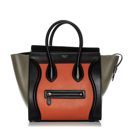 Celine Smooth Calfskin Mini Tri-Color Luggage Bright Orange 1 of 16