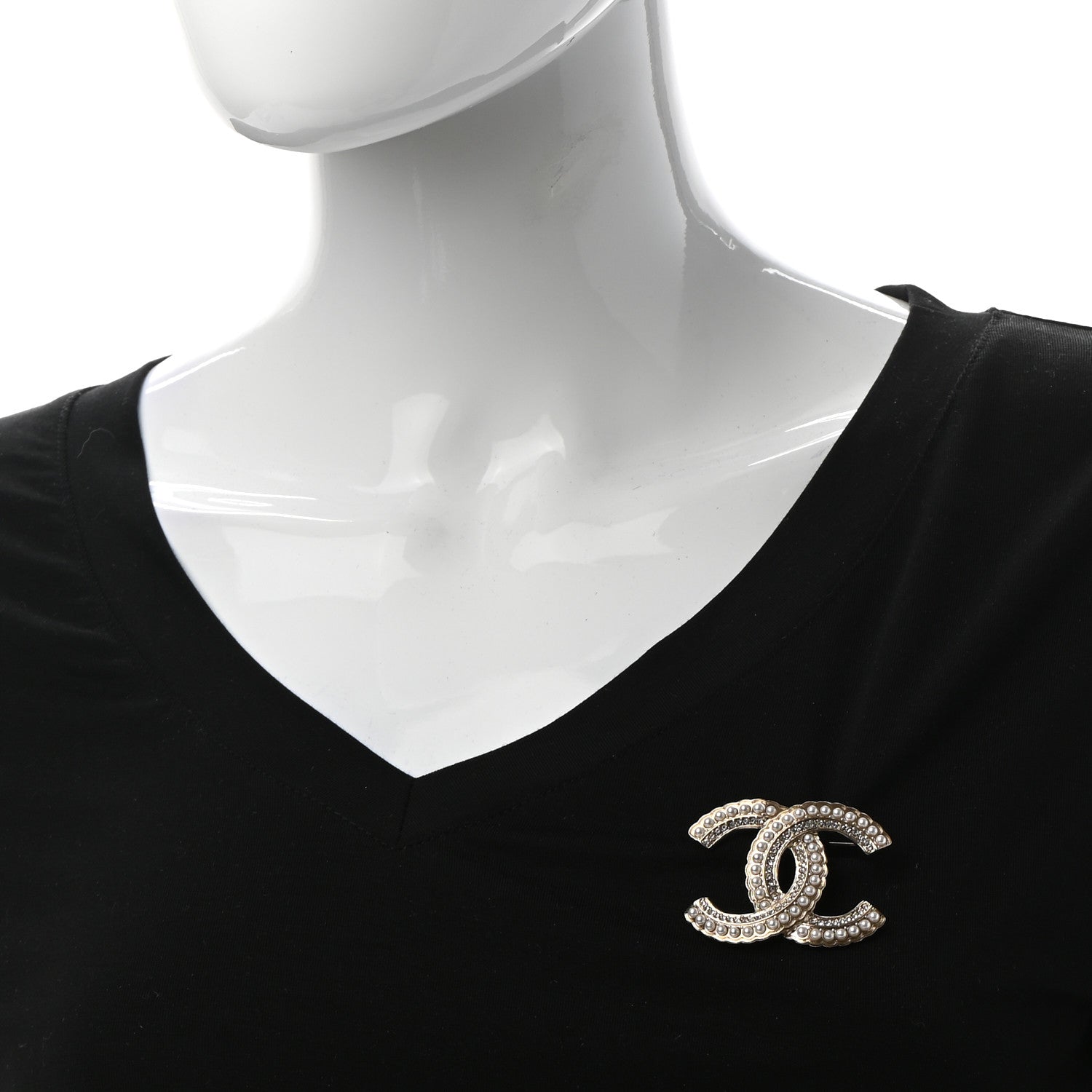 Chanel Pearl Crystal Queen of France CC Brooch Gold 2 of 5