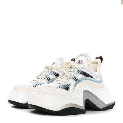 Louis Vuitton Calfskin Technical Nylon LV Archlight Sneakers 38 White Blue Gris 3 of 9