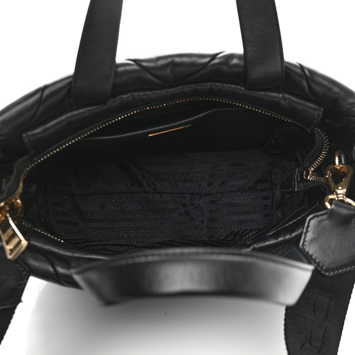 Nappa Re-Nylon Triangle Quilted Patchwork System Tote Black