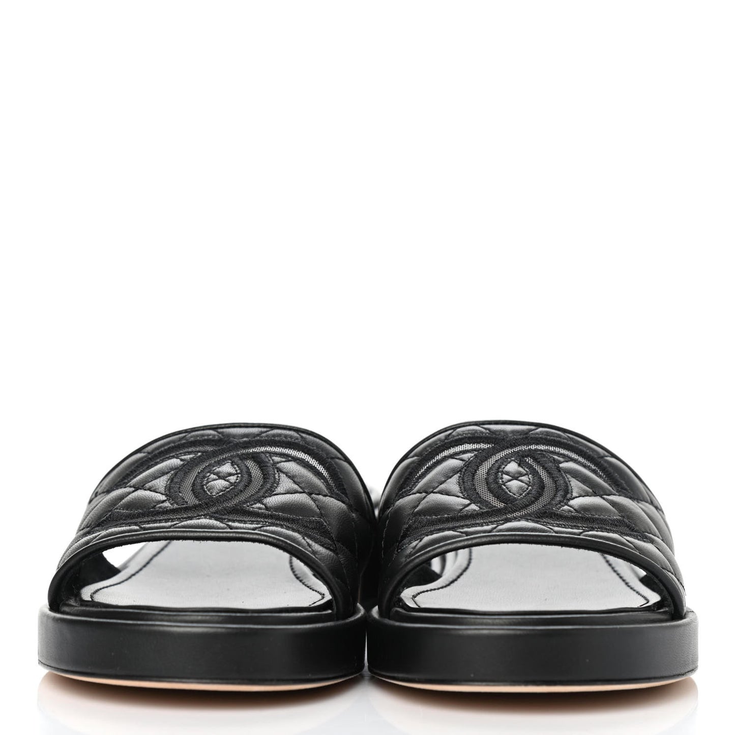 Lambskin Quilted CC Mules 39.5 Black