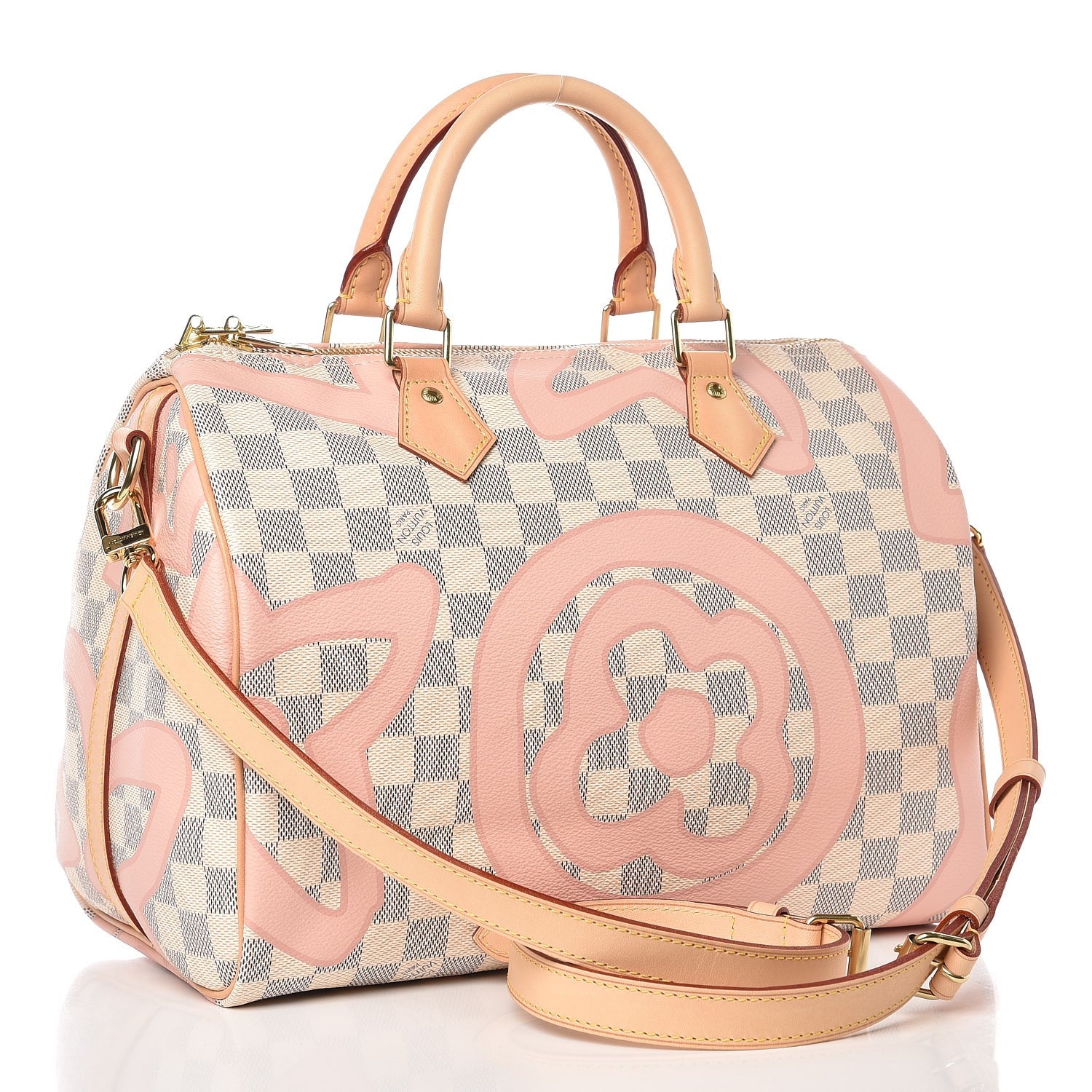 Louis Vuitton Damier Azur Tahitienne Speedy Bandouliere 30 Rose Ballerine 4 of 13