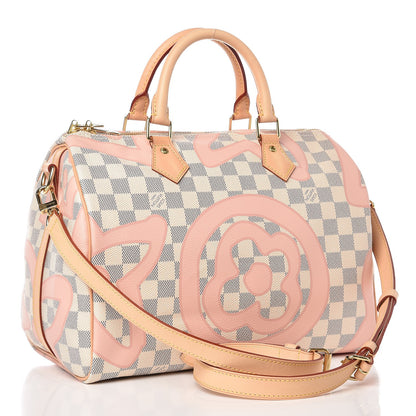 Louis Vuitton Damier Azur Tahitienne Speedy Bandouliere 30 Rose Ballerine 4 of 13