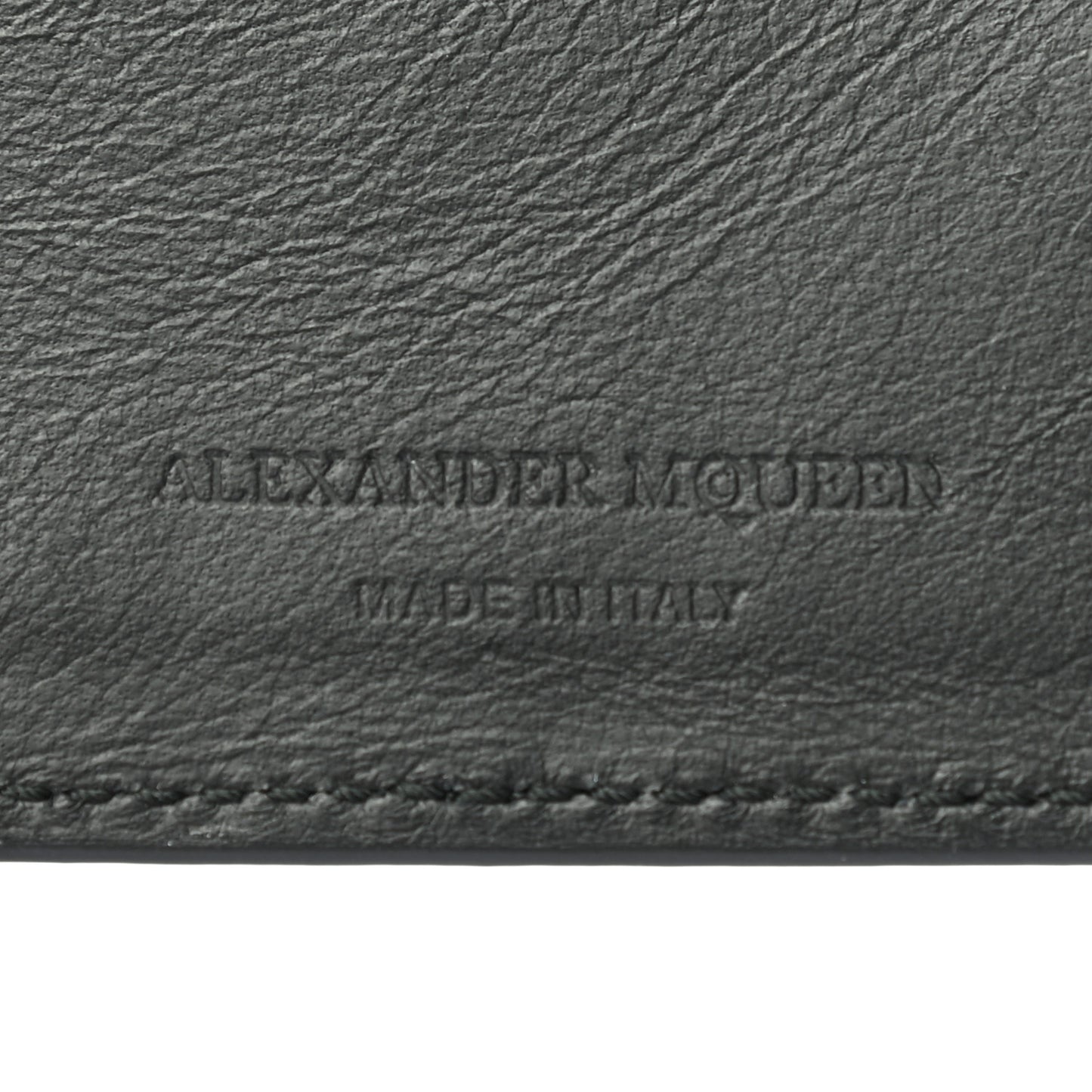 Grained Calfskin Skull Card Holder Black