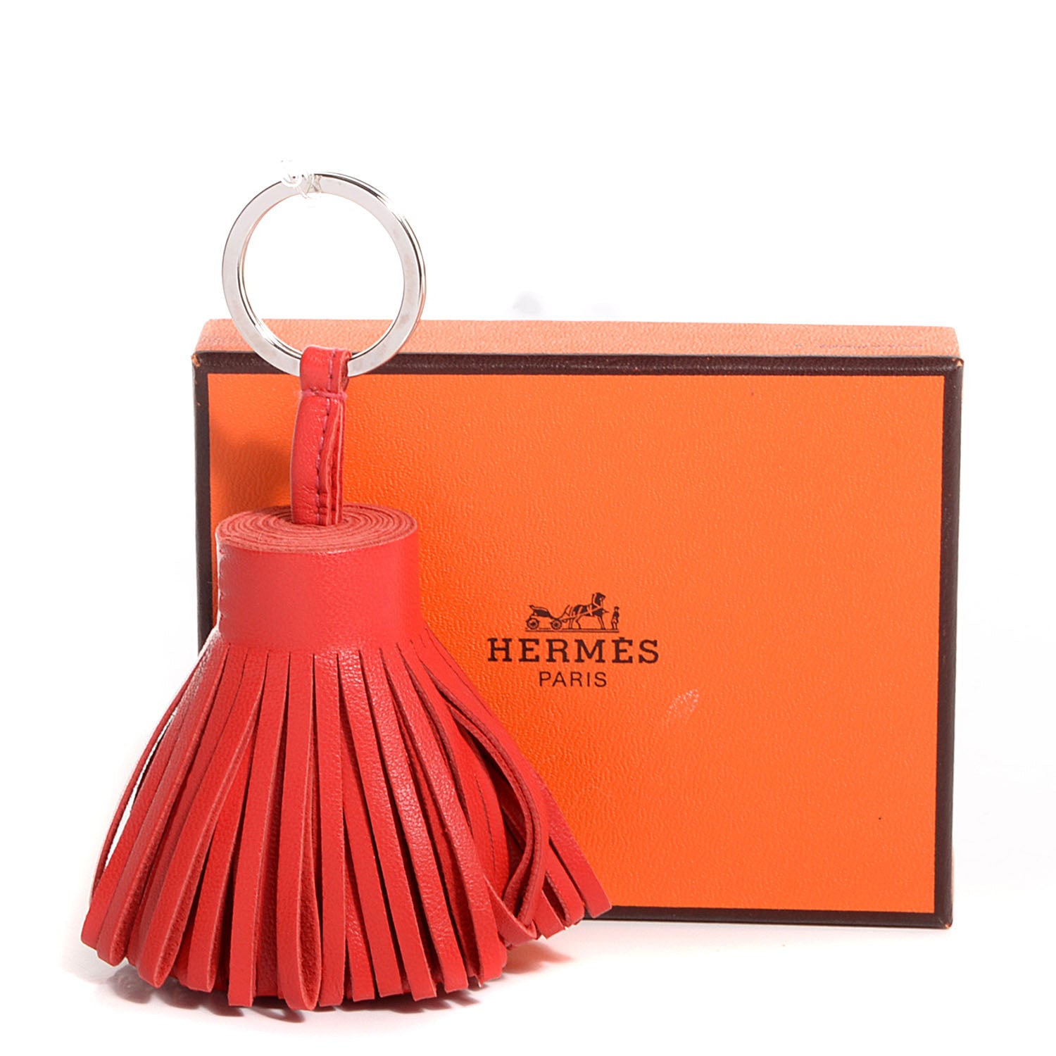 Hermes Lambskin Carmen Tassel Key Holder Rouge Indienne 5 of 5