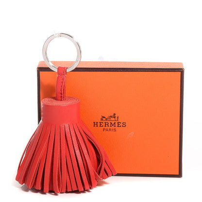Hermes Lambskin Carmen Tassel Key Holder Rouge Indienne 5 of 5