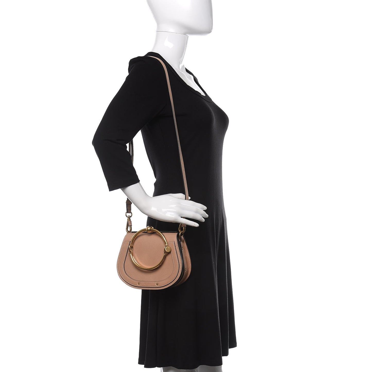 Calfskin Suede Small Nile Bracelet Bag Biscotti Beige