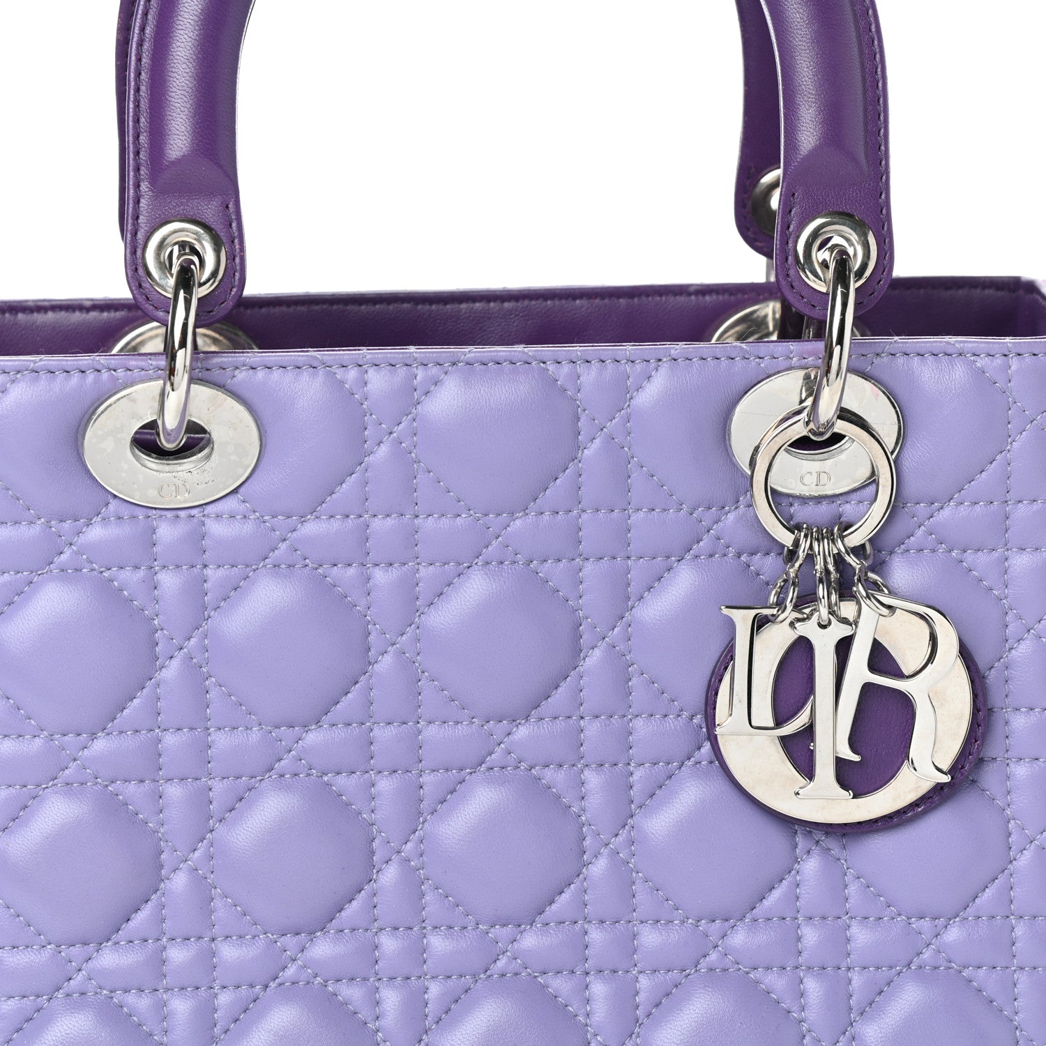 Christian Dior Lambskin Cannage Medium Bi-Color Lady Dior Pink Purple 7 of 14