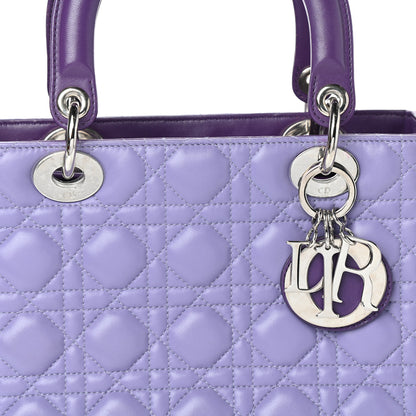 Christian Dior Lambskin Cannage Medium Bi-Color Lady Dior Pink Purple 7 of 14