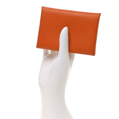 Hermes Epsom Verso Calvi Duo Card Case Orange Lime 2 of 7