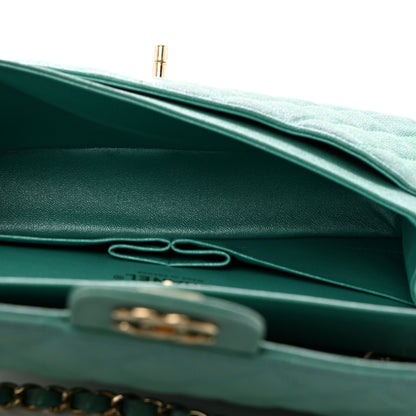 Chanel Iridescent Caviar Quilted Medium Double Flap Green 5 of 10