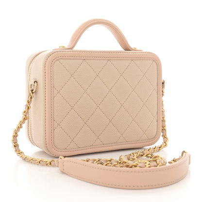 Chanel Caviar Quilted Small CC Filigree Vanity Case Beige 3 of 11