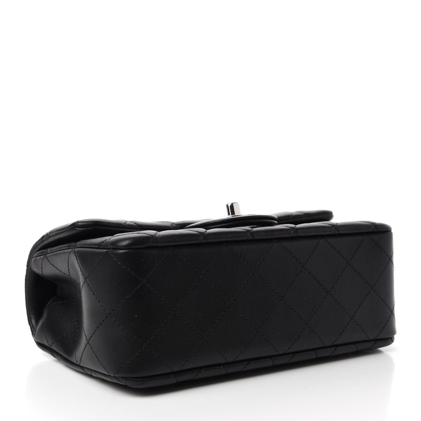 Lambskin Quilted Mini Rectangular Flap Black