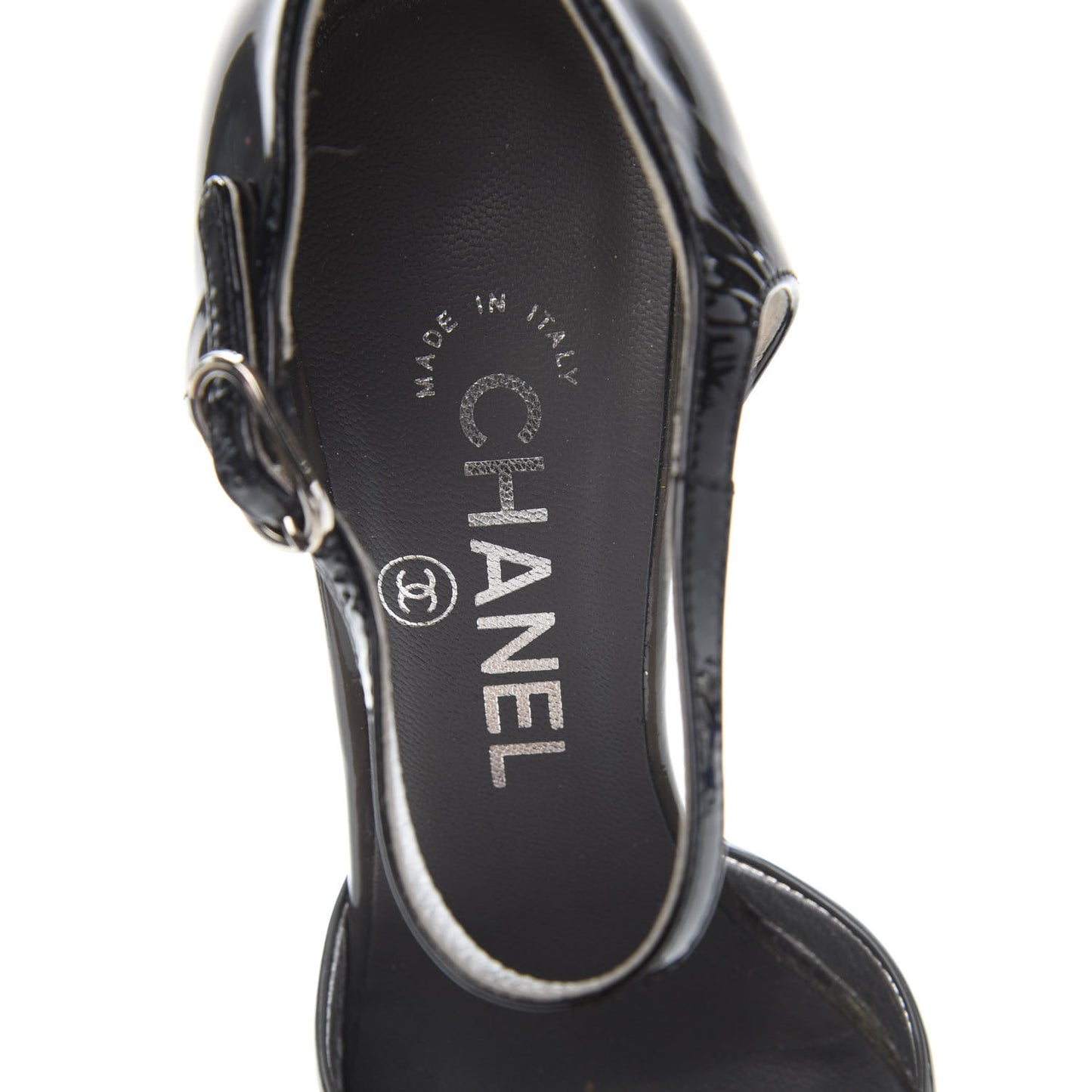 Patent Cap Toe Ankle Strap Pumps 37 Grey Black