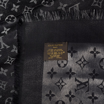Louis Vuitton Silk Wool Monogram Denim Shawl Black 3 of 3