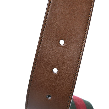 Gucci Nylon Calfskin Double G Web 40mm Belt 80 32 Green Red Cuir 4 of 5