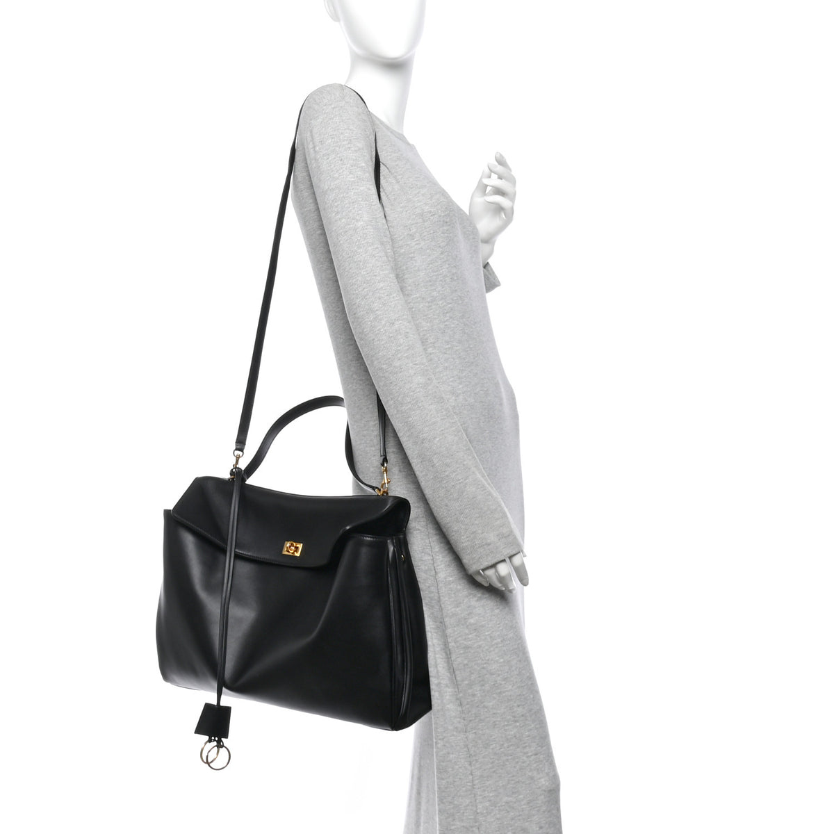 Balenciaga Smooth Calfskin Large Rodeo Top Handle Handbag Black 3 of 10