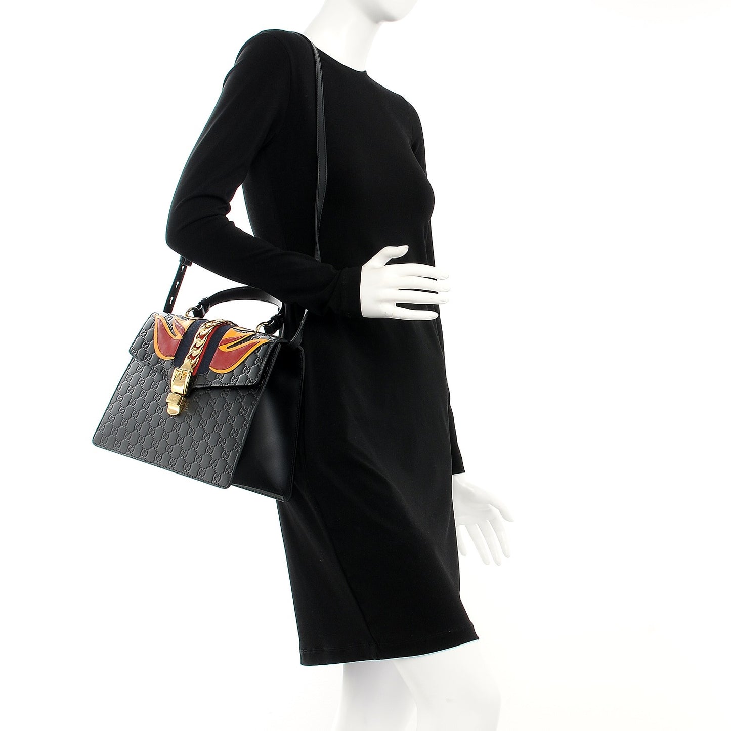 Guccissima Signature Medium Sylvie Top Handle Bag Black