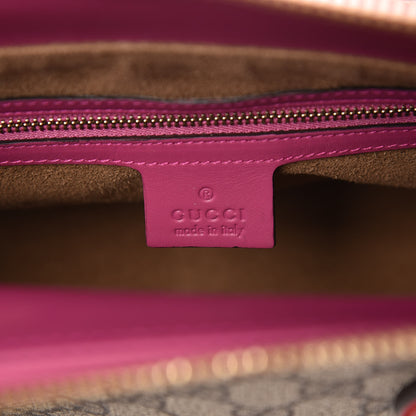 Gucci GG Supreme Monogram Moon Calfskin Small Zip Top Tote Beige Ebony Hibiscus Red New Rosette 6 of 7