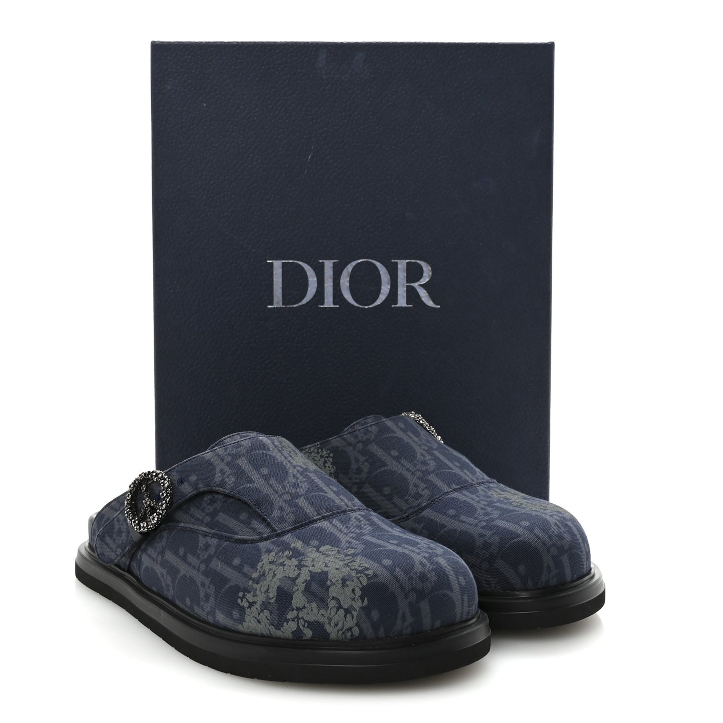 X DENIM TEARS Denim Calfskin Oblique Mens Mules 42 Blue