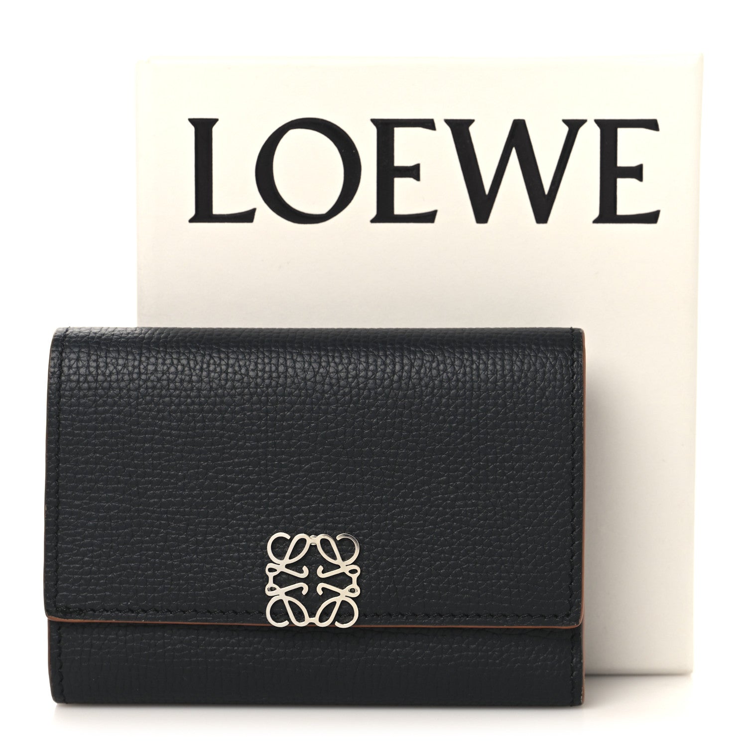 Loewe Pebble Grain Calfskin Anagram Small Vertical Wallet Black 7 of 7