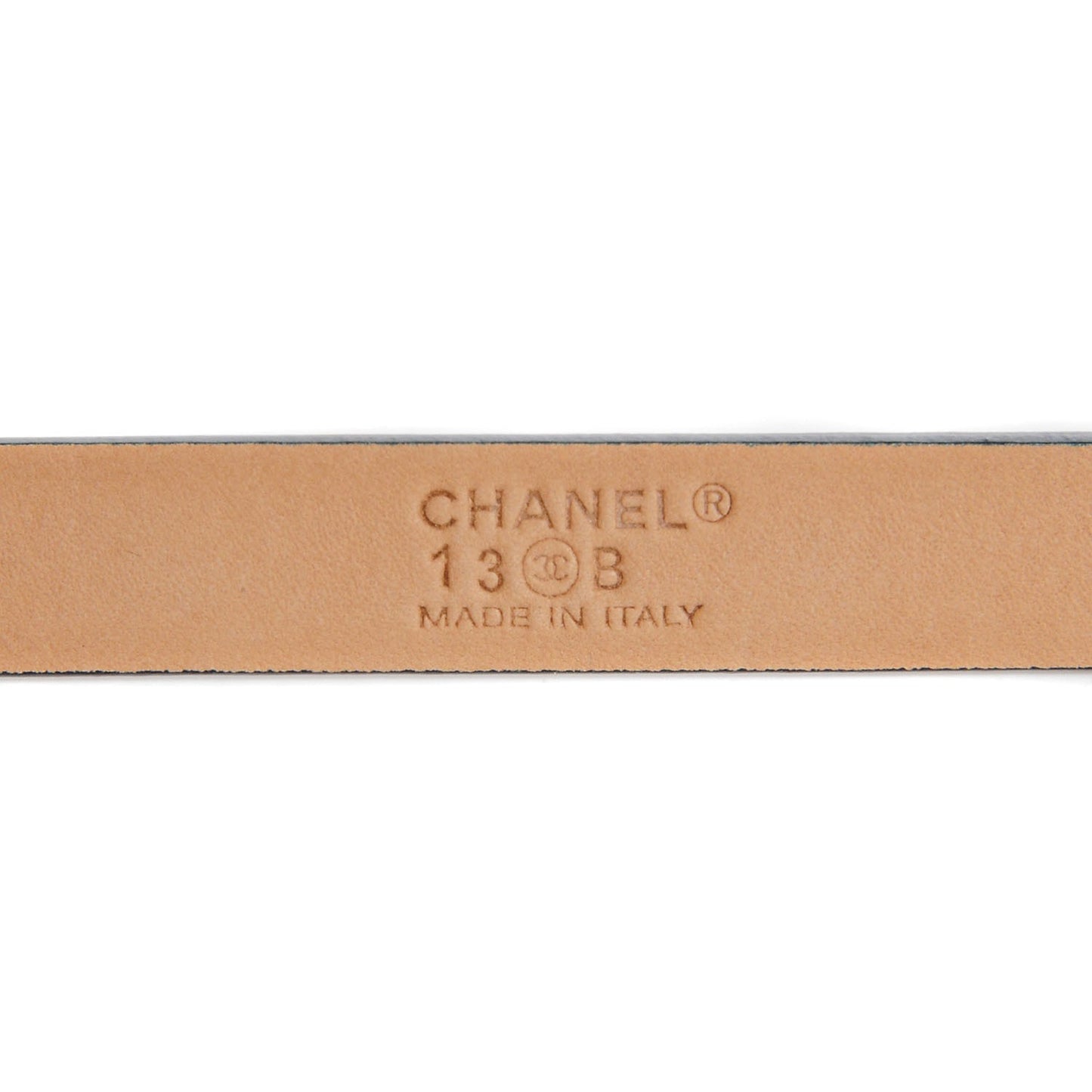 Leather CC Logo Skinny Belt 80 32 Navy Blue