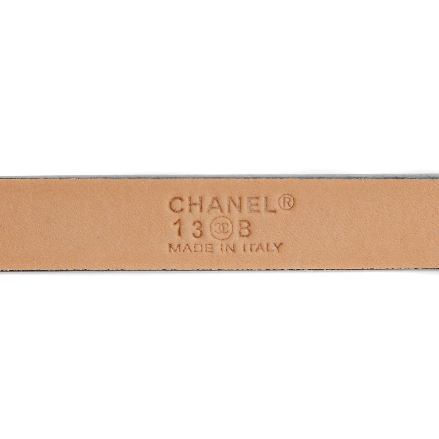 Chanel Leather CC Logo Skinny Belt 80 32 Navy Blue 4 of 6