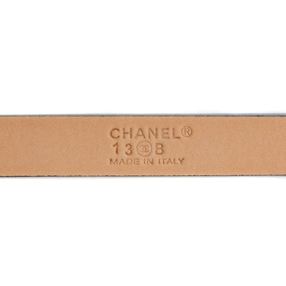 Chanel Leather CC Logo Skinny Belt 80 32 Navy Blue 4 of 6