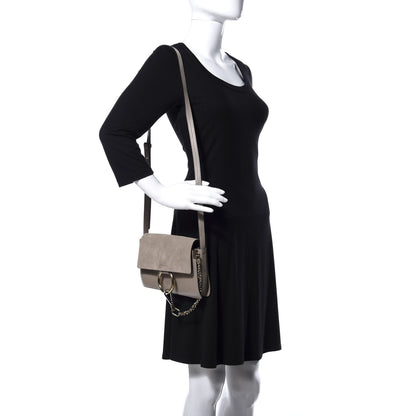 Chloe Suede Calfskin Mini Faye Shoulder Bag Motty Grey 2 of 15