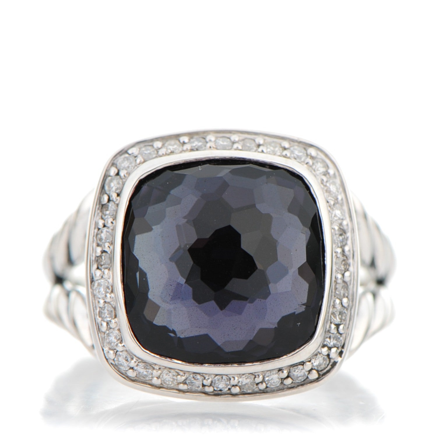 David Yurman Sterling Silver Diamond Black Orchid 11mm Albion Ring 52 6 1 of 6