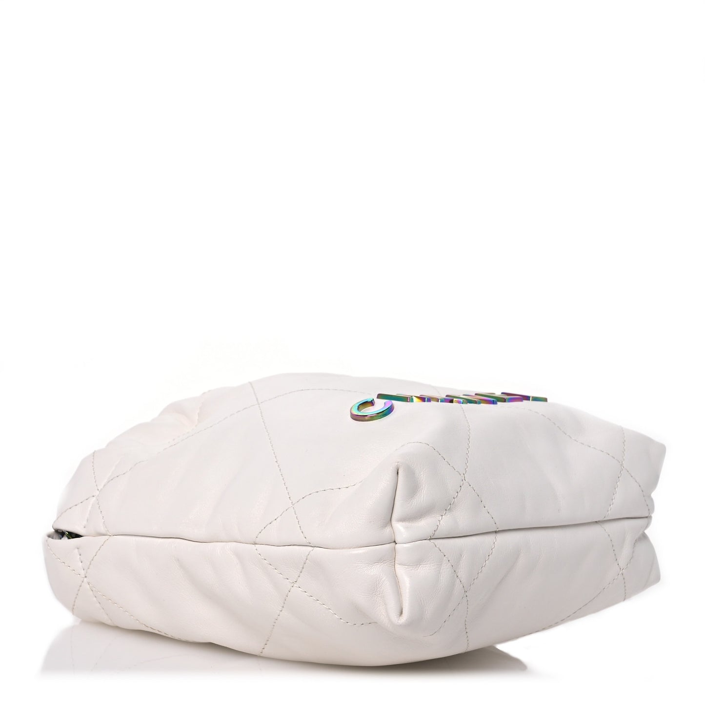 Shiny Calfskin Quilted Rainbow Mini Chanel 22 White